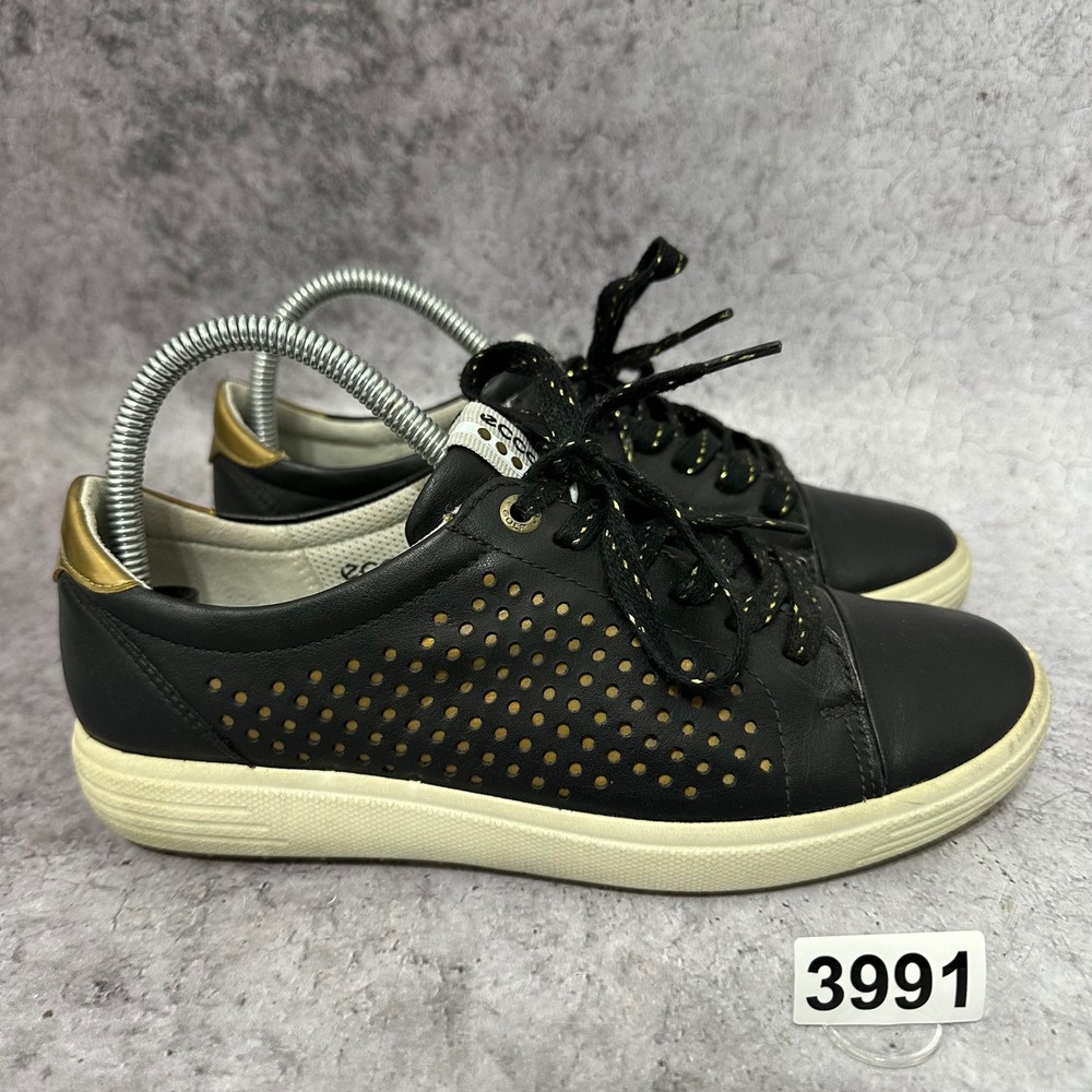 ECCO‎ Casual Hybrid Perf Golf Shoes Womens 7 Blk Perforated Leather Spikeless